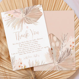 Boho pampas Gras Gender-neutrale Babydusche Dankeskarte