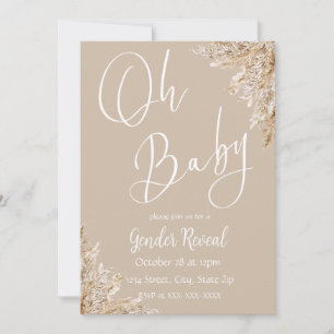 Boho Pampas Gras Geschlechter-Enthüllungseinladung Einladung