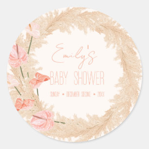 Boho pampas gras-neutral Creme Arch liefert Runder Aufkleber