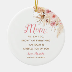 Boho Pampas Gras Rosa Blumenmutter der Braut Keramik Ornament