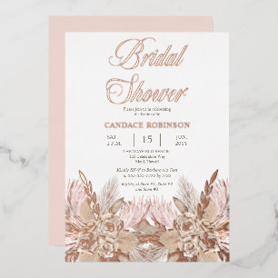 Boho Pampas Gras Rosen Rosa Brautparty Folieneinladung
