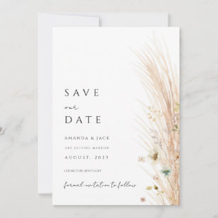 Boho Pampas Gras Save the Date minimalistisch Einladung