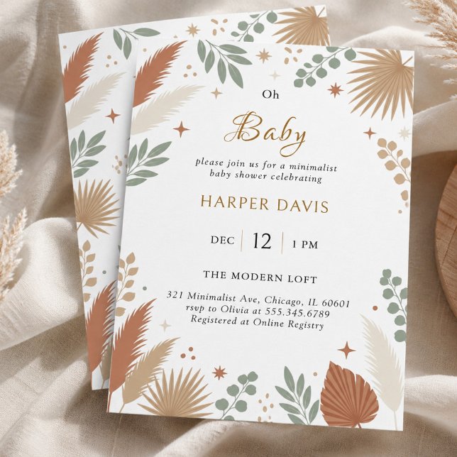 Boho Pampas Gras und Eukalyptus Botanik Einladung (Boho Pampas Grass and Eucalyptus Botanical Invitation)