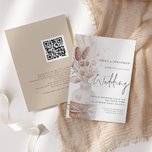 Boho Pampas Gräser Overlay QR Code Hochzeit Einladung