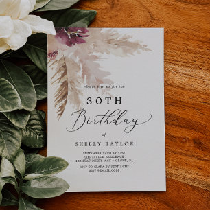 Boho Pampas Grass 30. Geburtstag Einladung