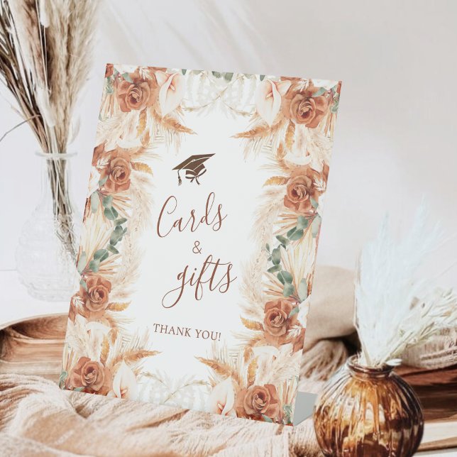 Boho Pampas Grass Abschluss Karten und Geschenke Sockelschild (Von Creator hochgeladen)