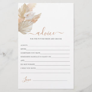 Boho Pampas Grass Advice für die Bride-Karte