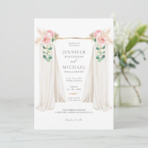 Boho Pampas Grass and Greenery Arch Wedding Invi Einladung