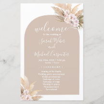 Boho Pampas Grass Arch Hochzeitsprogramm