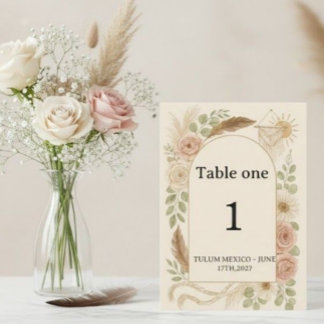 Boho Pampas Grass Arch Table Number Pedestal Sign  Sockelschild