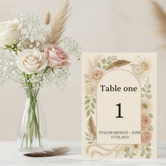 Boho Pampas Grass Arch Table Number Pedestal Sign  Sockelschild (Von Creator hochgeladen)