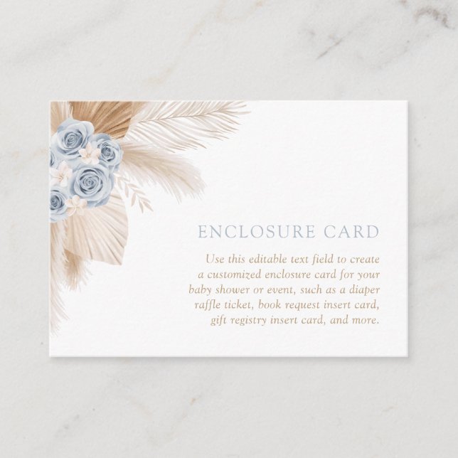 Boho Pampas Grass Baby Dusche Custom Enclosure Car Begleitkarte (Vorderseite)