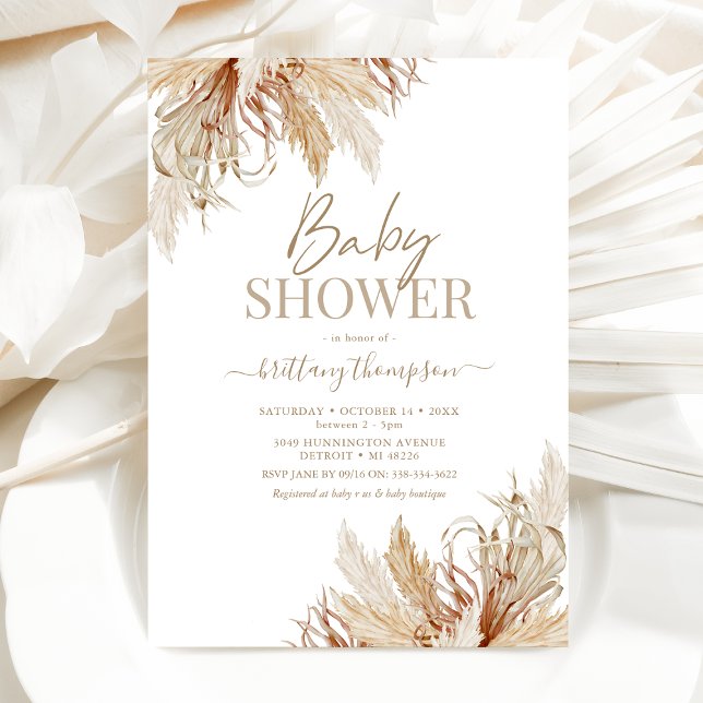Boho Pampas Grass Baby Dusche Einladung (Von Creator hochgeladen)