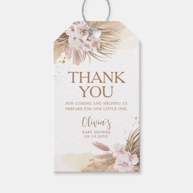 Boho Pampas Grass Baby Dusche Vielen Dank Geschenkanhänger (Vorderseite)