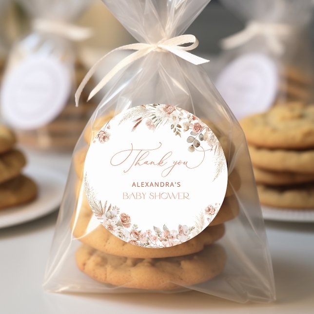 Boho Pampas Grass Baby Dusche Vielen Dank Runder Aufkleber (Von Creator hochgeladen)