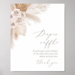 Boho Pampas Grass Baby Dusche Windel Raffel Poster