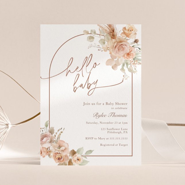 Boho Pampas Grass Baby Shower Arch Einladung (Von Creator hochgeladen)