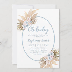 Boho Pampas Grass Baby Shower Boy Einladung