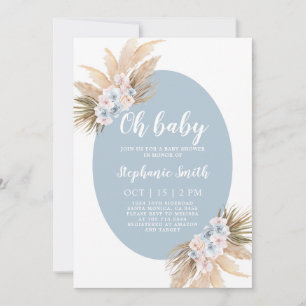 Boho Pampas Grass Baby Shower Boy Einladung