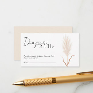 Boho Pampas Grass Baby Shower Diaper Raffle Begleitkarte