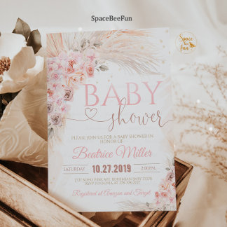 Boho Pampas Grass Baby Shower Einladung Girl Boho