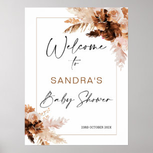 Boho Pampas Grass Baby Shower Welcome Sign Poster