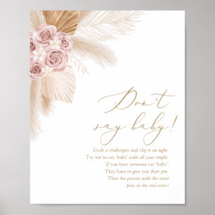 Boho Pampas Grass Babydusche Spät-Night Diapers Poster