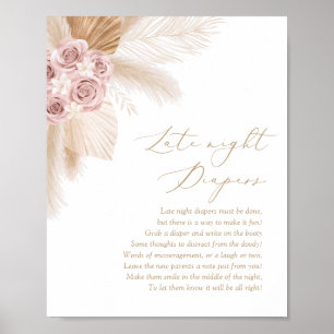 Boho Pampas Grass Babydusche Spät-Night Diapers Poster