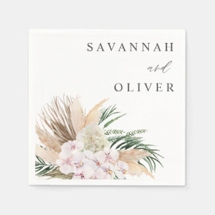 Boho Pampas Grass Beach Floral Name Serviette