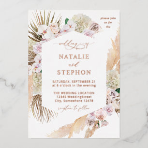 Boho Pampas Grass Beach Floral Wedding Folieneinladung