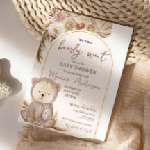 Boho Pampas Grass Bear Baby Dusche