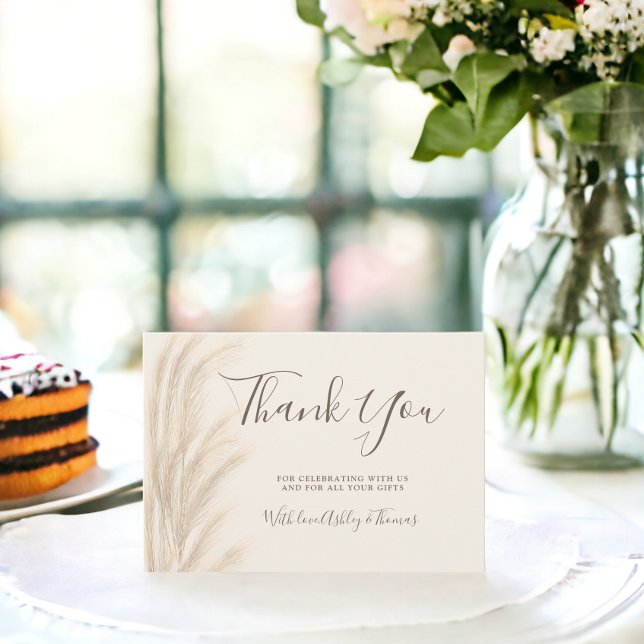 Boho pampas grass beige danke Baby Dusche (Boho pampas grass beige thank you baby shower)