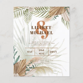 BOHO Pampas Grass Beige Grüne Terracotta Hochzeit Flyer