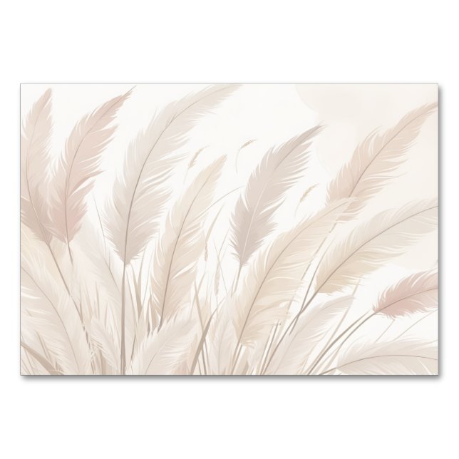 Boho Pampas Grass Blank Wedding Tischnummer (Vorderseite)