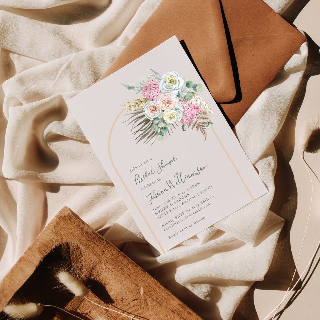 Boho Pampas Grass Blush Arch Brautparty Einladung (Von Creator hochgeladen)