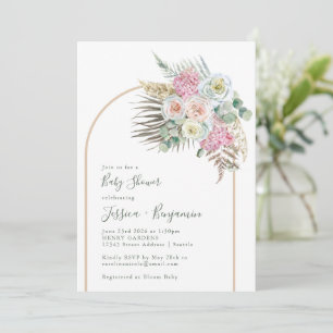 Boho Pampas Grass Blush Blumenarm Babydusche Einladung