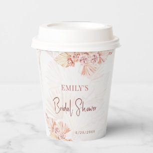 Boho Pampas Grass Bohemisches Brautparty Kaffee Pappbecher