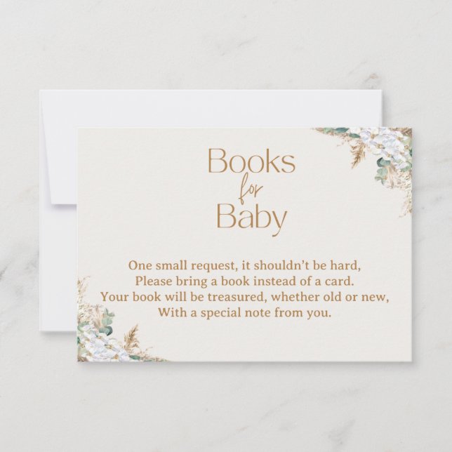 Boho Pampas Grass Books for Baby Card | Neutral Dankeskarte (Vorderseite)