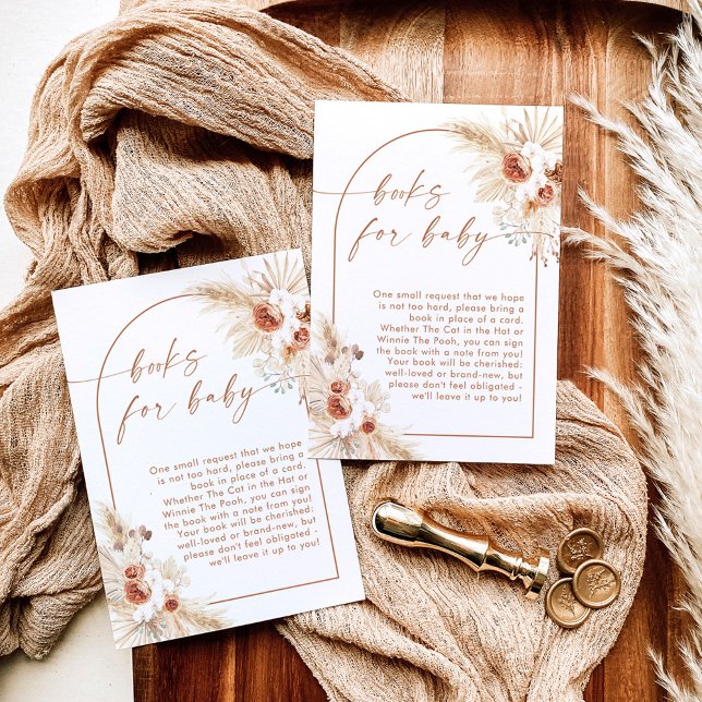 Boho Pampas Grass Books for Baby Request Card Einladung (Von Creator hochgeladen)