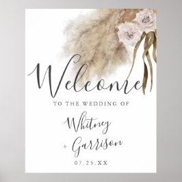 Boho Pampas Grass Botanische Hochzeit Begrüßungsze Poster