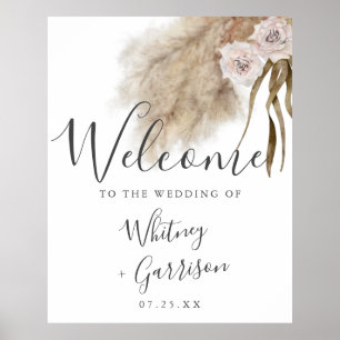 Boho Pampas Grass Botanische Hochzeit Begrüßungsze Poster