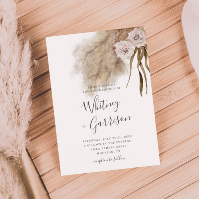Boho Pampas Grass Botanische Hochzeit Einladung (Von Creator hochgeladen)