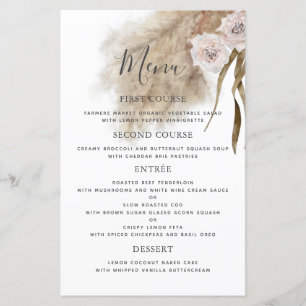 Boho Pampas Grass Botanische Hochzeitsessen Menü
