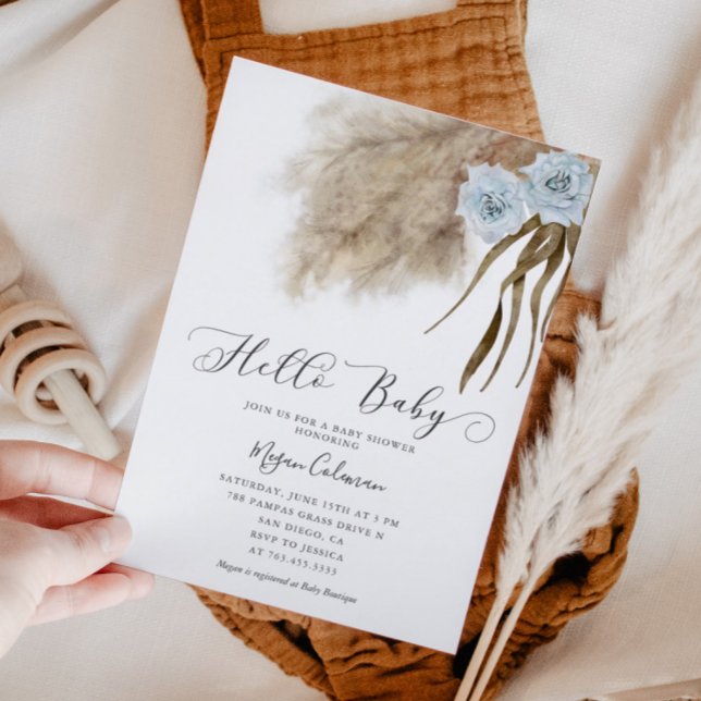 Boho Pampas Grass Boy Baby Shower Einladung (Von Creator hochgeladen)