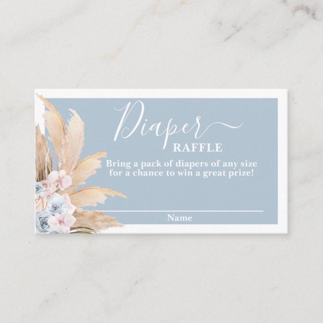 Boho Pampas Grass Boy Diaper Raffle Card Begleitkarte (Vorderseite)