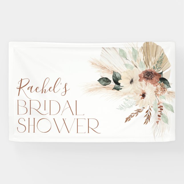 Boho Pampas Grass Brautparty Backbanner Banner (Horizontal)