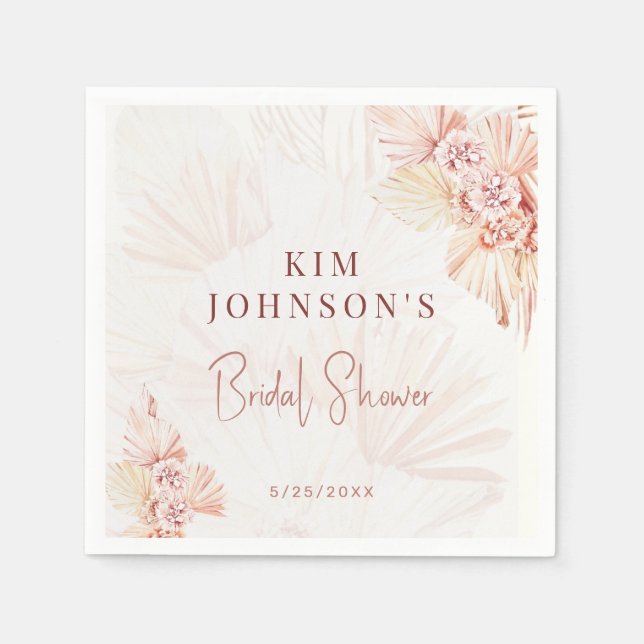 Boho Pampas Grass Brautparty Modernes Bohemisch Serviette (Vorderseite)