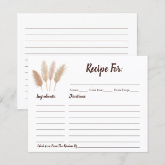 Boho Pampas Grass Brautparty Rezept Karte