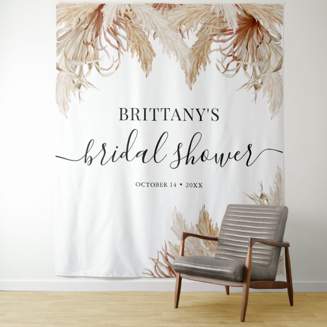 Boho Pampas Grass Brautparty Tapestry Wandteppich (Beispiel)