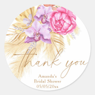 Boho pampas grass - Brautparty vielen Dank Runder Aufkleber
